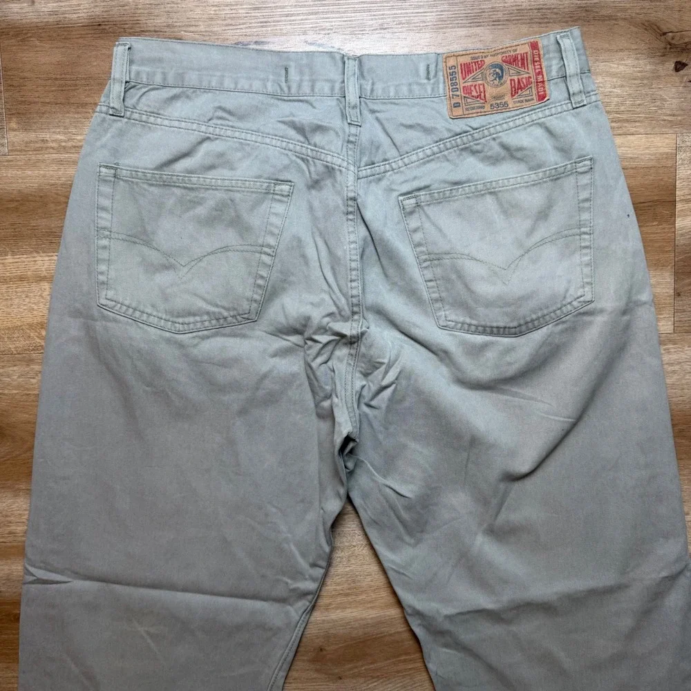 Vintage Diesel Jeans Men 34x29 Light Gray Straight Leg Button Fly Pants (Tag 36) - Picture 4 of 14